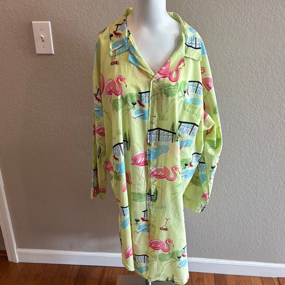 Nick & Nora Green and Pink‎ Nightgown with Tropical size Large/Xlarge